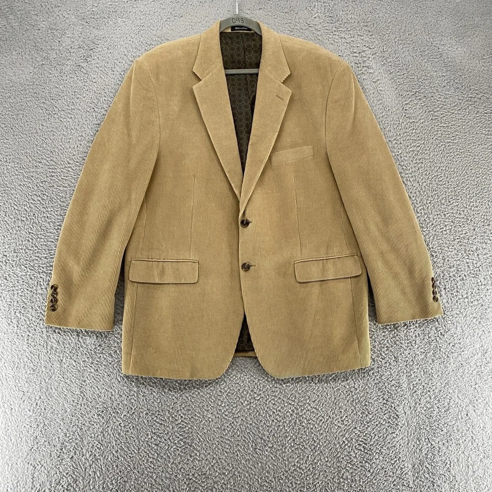 Lauren Ralph Lauren‎ Blazer Mens 44R Beige Corduroy Two Button Sport Coat 80s